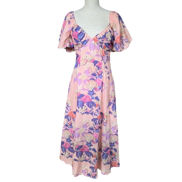 Hello Molly - Daytime Glisten Short Sleeve Midi Dress - Pink - M (US 6) NWT - Picture 3 of 12
